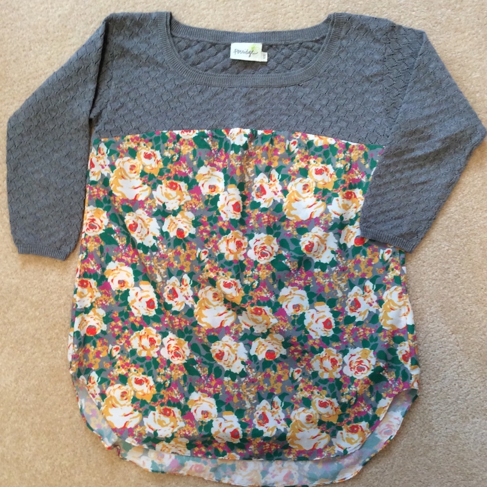 Floral High Low Sweater Shirt